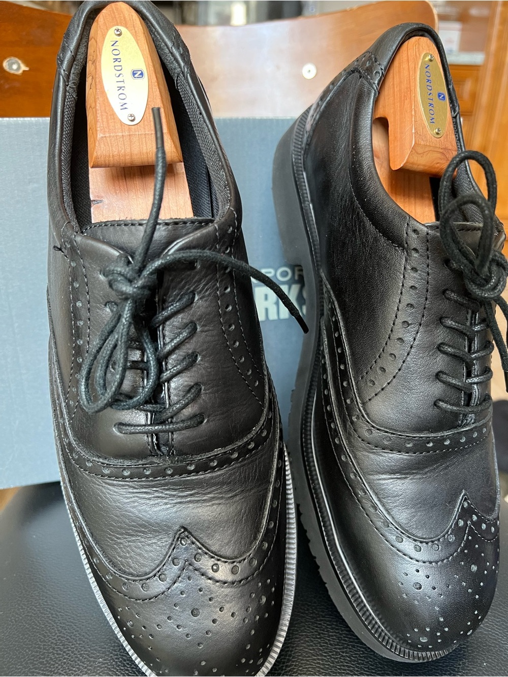 STEEL TOE Rockport Works Dressports Black Wingtip Safety Shoes 10.5 W excellent